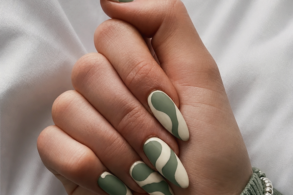 Offizielle Elly Nails Maniküre mit grünem Design